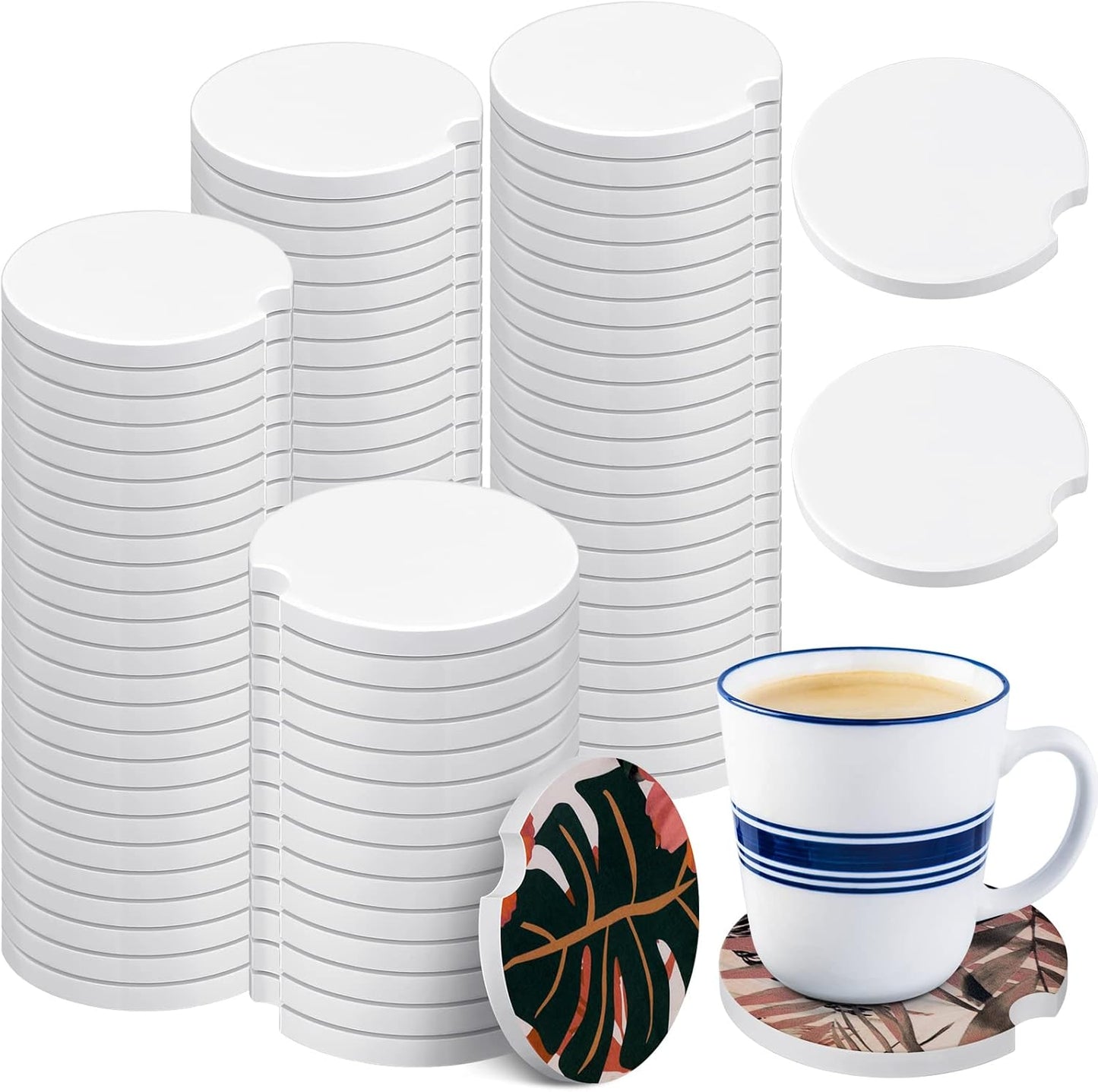 Sublimation Blank Car Cup Holders with Finger Notch - 50 Pieces