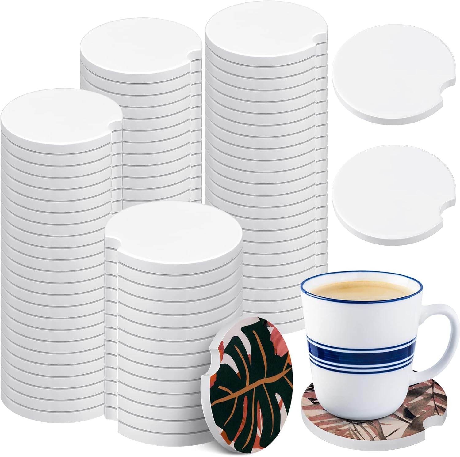 Sublimation Blank Car Cup Holders with Finger Notch - 50 Pieces