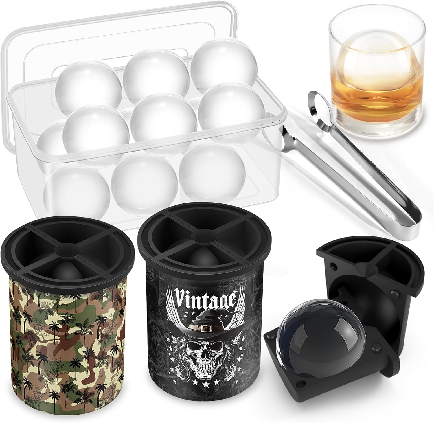 Clear Ice Cube Maker for Whiskey Lovers - 2 Pack Large Molds