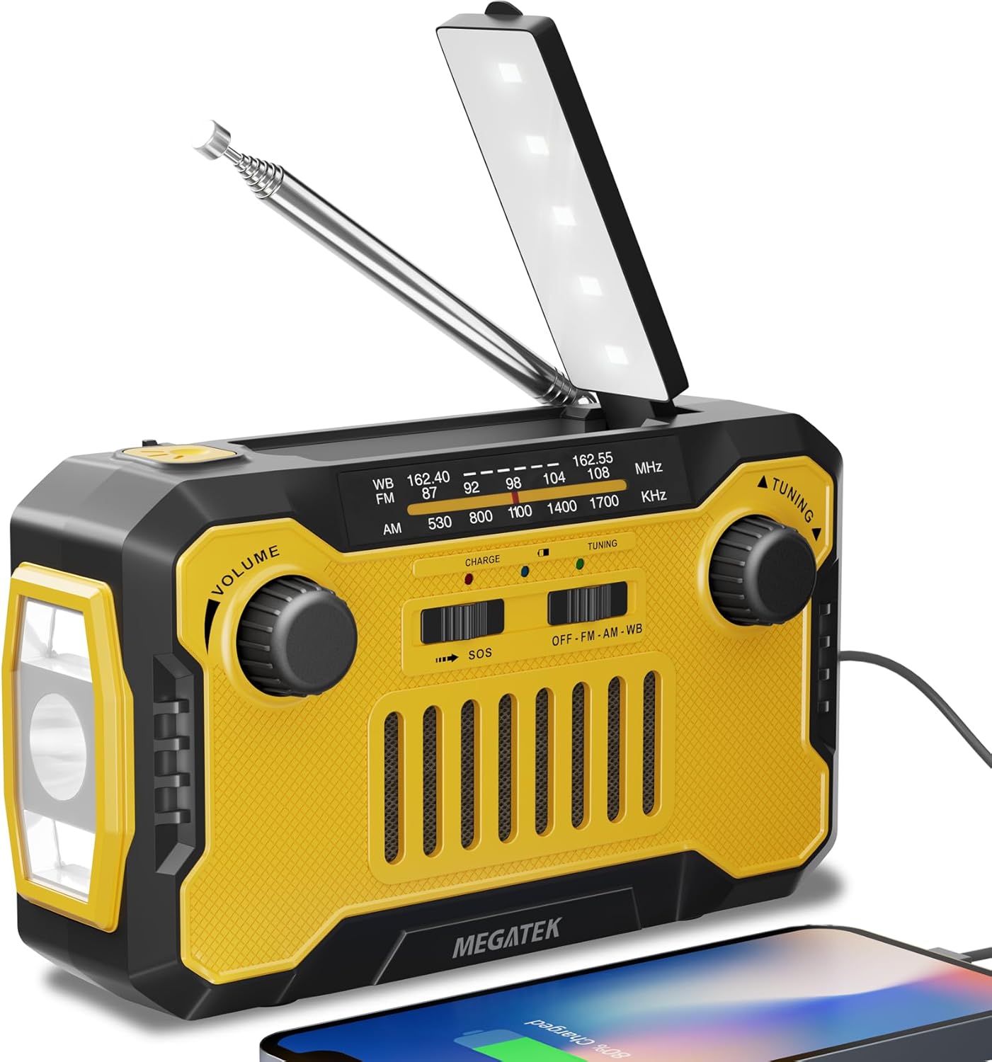 MEGATEK Emergency Radio: 5000mAh Charger & Survival Tools