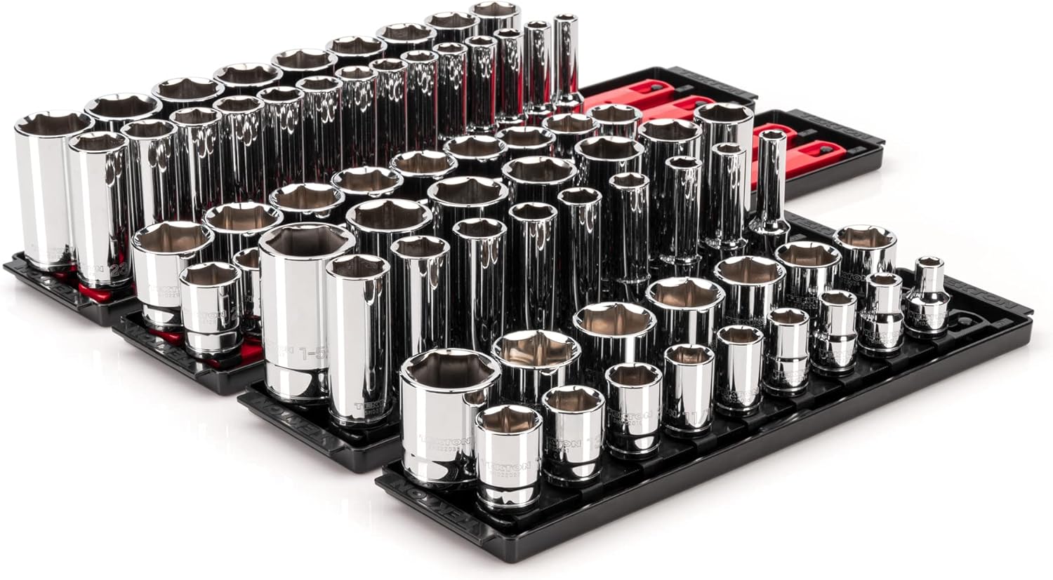 TEKTON 1/2 Inch Drive Socket Set with Rails and Trays, 78-Piece
