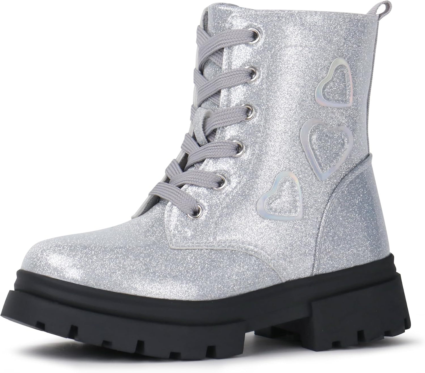 Tobfis Kids Girls Fashion Shiny Combat Work Boots for All Occasions