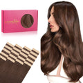 Tape in Hair Extensions Human Hair 20pcs 14in Chocolate Brown