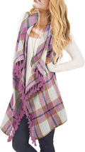 Stylish Womens Sleeveless Plaid Asymmetrical Hem Cardigan Vest