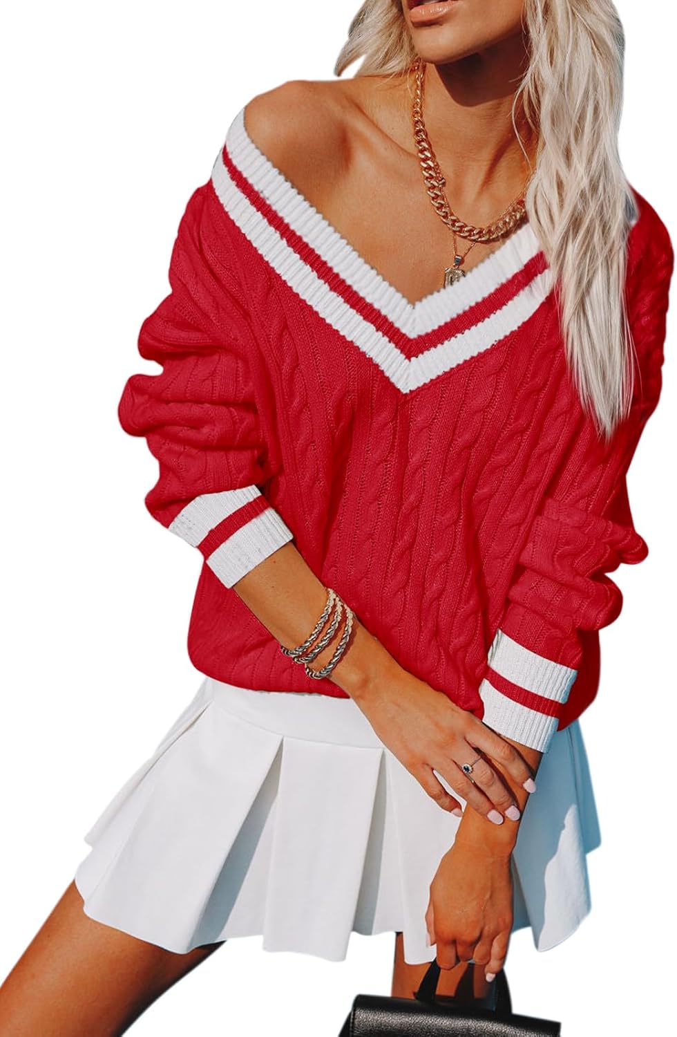Womens V Neck Oversized Sweaters for Trendy Fall Fashion