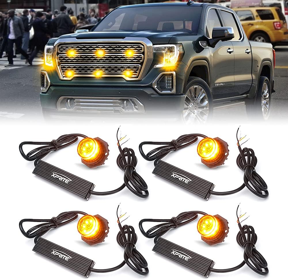 Xprite Hideaway Strobe Lights Amber LED Kit for Emergency Vehicles
