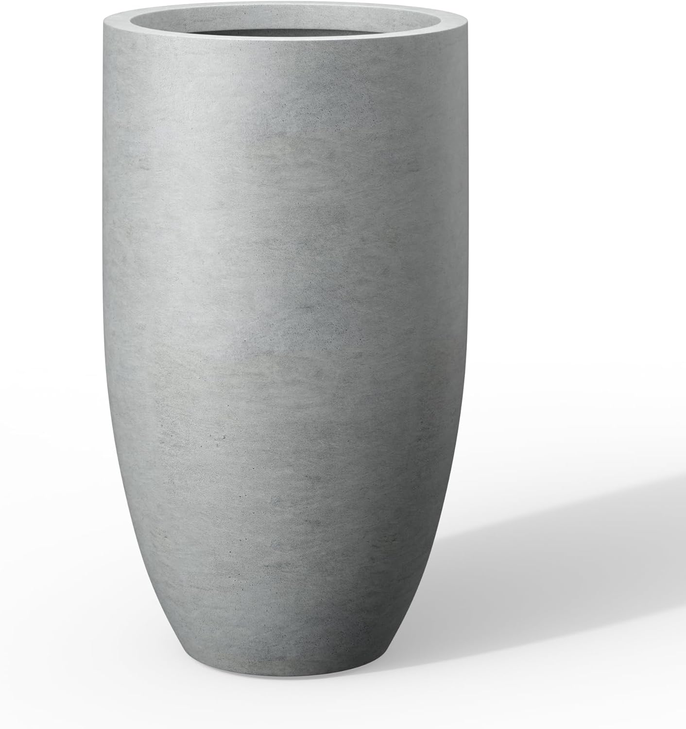Kante 24 Inch Tall Round Concrete Planter for Indoor Outdoor Use