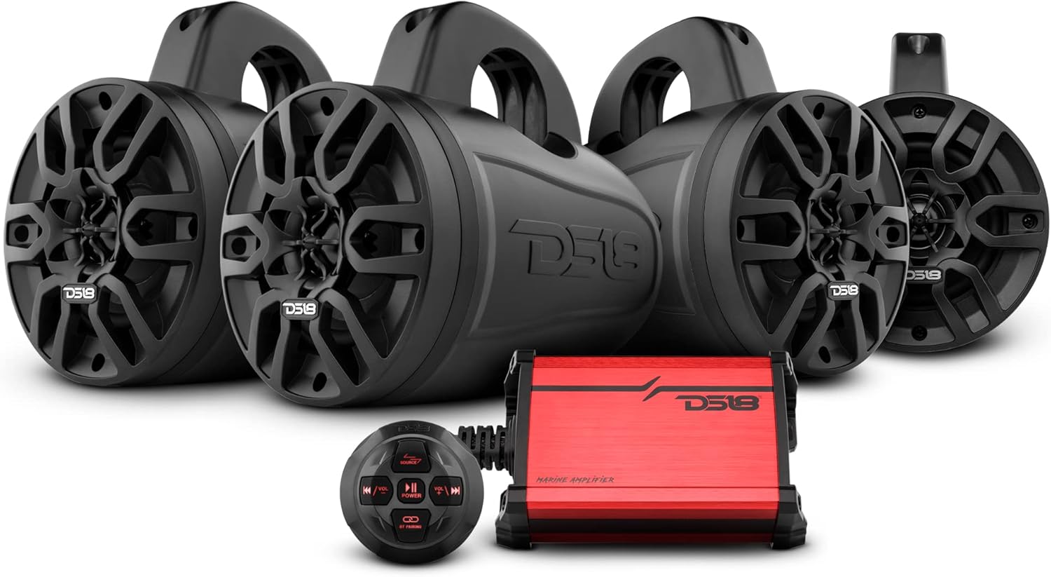 600W Marine Tower Speakers + Amp & Remote by DS18