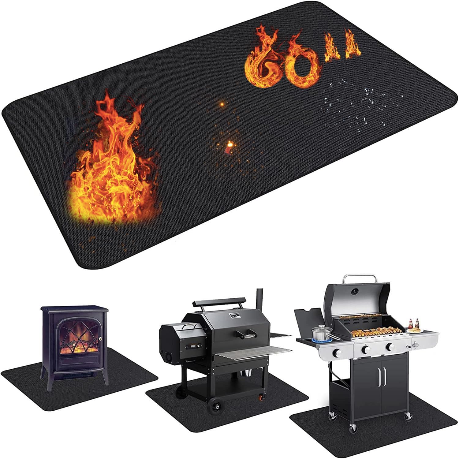 UBeesize 60x36 inch Under Grill Mat for Outdoor BBQ Protection