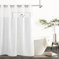 Hotel Grade Snap-In Shower Curtain - Easy Install, Elegant White - 71x74