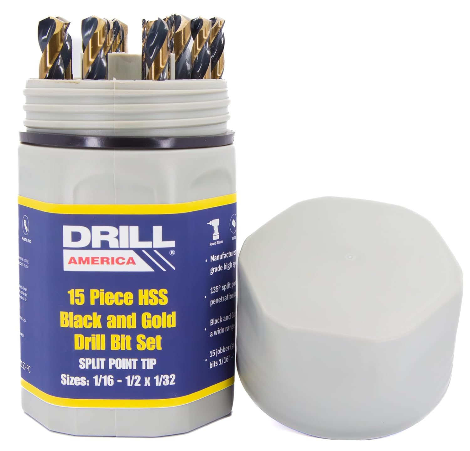 Drill America 15 Piece Heavy Duty High Speed Steel Drill Bit Set