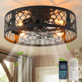 Garwarm 20in Caged Ceiling Fan with Light - Quiet, Compact Fandelier