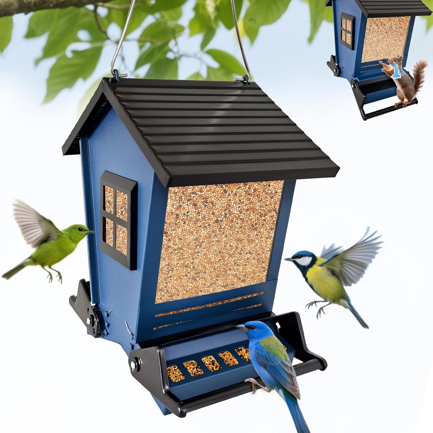 Squirrel Proof Bird Feeders for Outdoors with 5LB Capacity