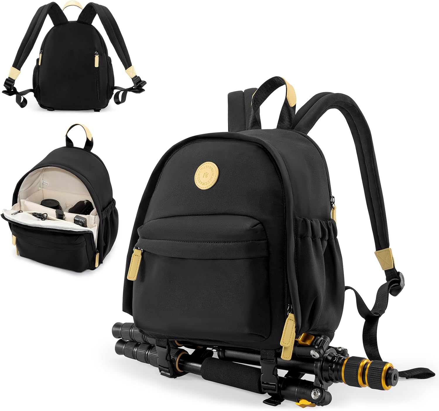 Cwatcun Small Camera Backpack Bag for Women with Tripod Strap