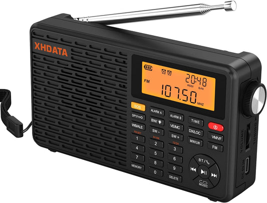 D109WB Portable Weather Radio with Bluetooth and SOS Alert