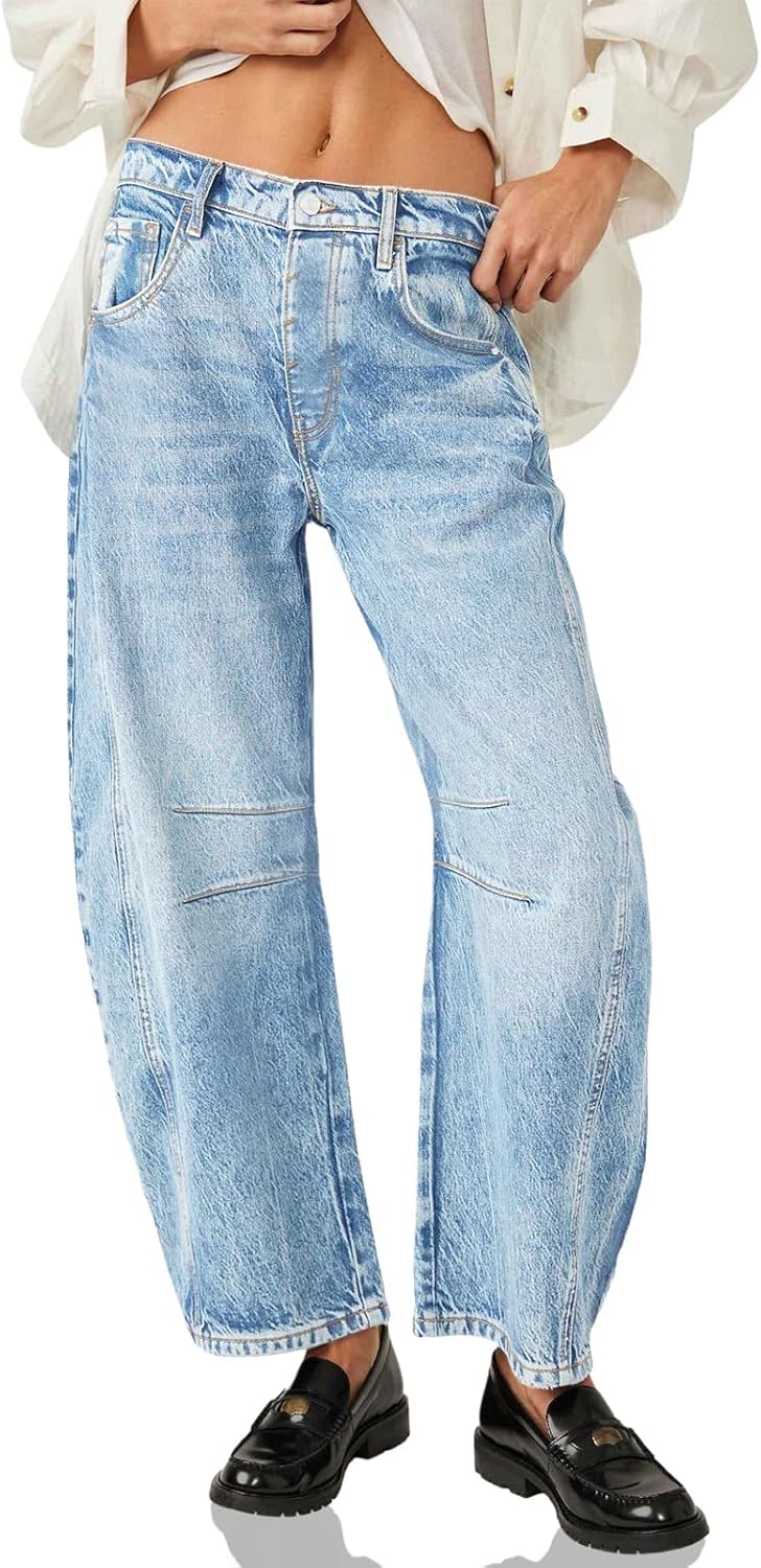 PLNOTME Women's Baggy Boyfriend Jeans for Vintage Style Lovers