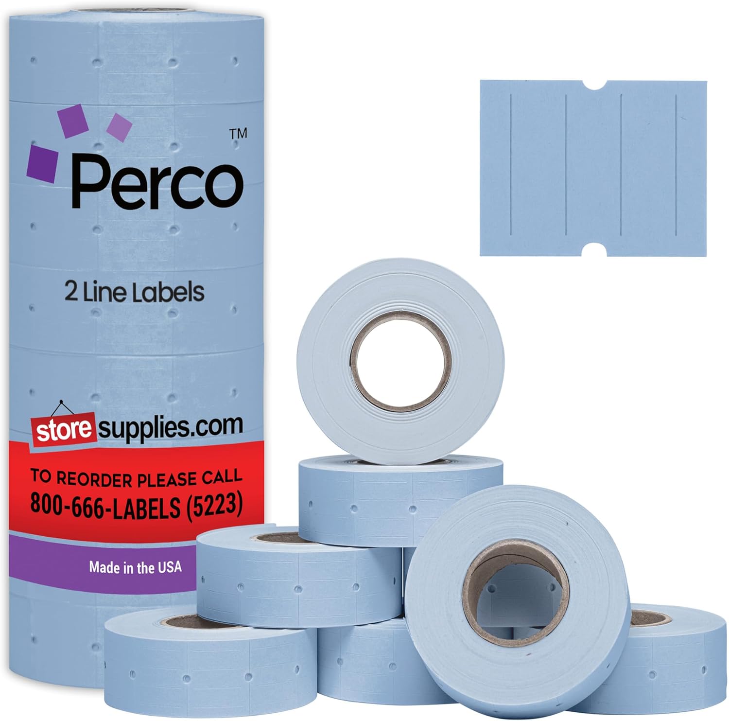 Perco 2 Line Blue Labels - 6,000 Blank Price Labels for Guns