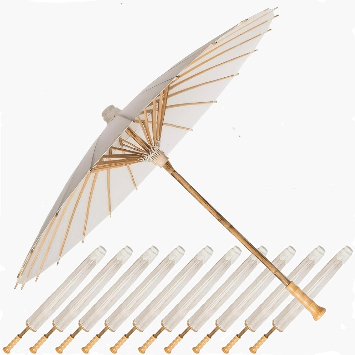 Handmade White Paper Parasol Set - Perfect Wedding Decor