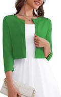 OmicGot Women's Cropped 3/4 Sleeve Bolero Shrug Cardigan - Versatile