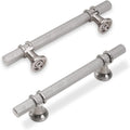 3-3/4 in Knurled Brushed Satin Nickel Cabinet Pulls - 10 Pack