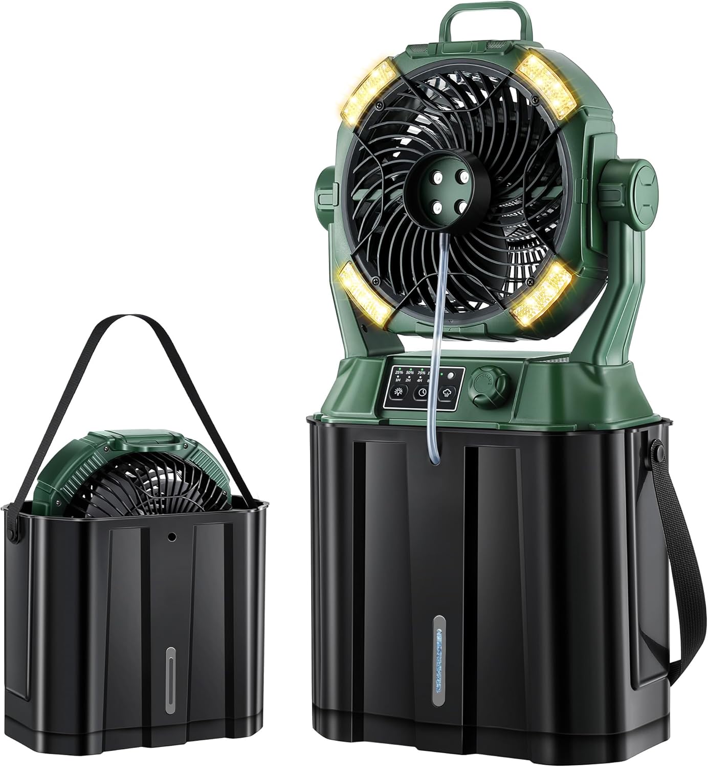 Portable Misting Fan with LED Lights for Outdoor Cooling