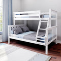 Twin Over Full Bunk Bed with Ladder - Solid Pine, 14ft Guardrails