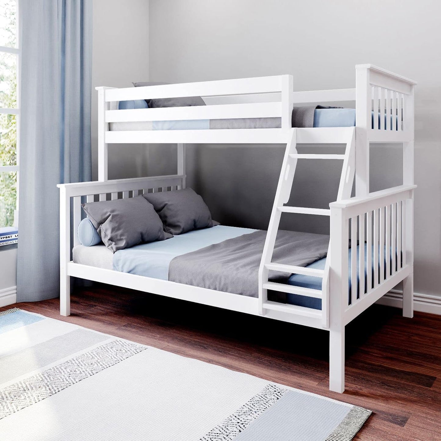 Max & Lily Twin Over Full Bunk Bed with Ladder and Guardrails