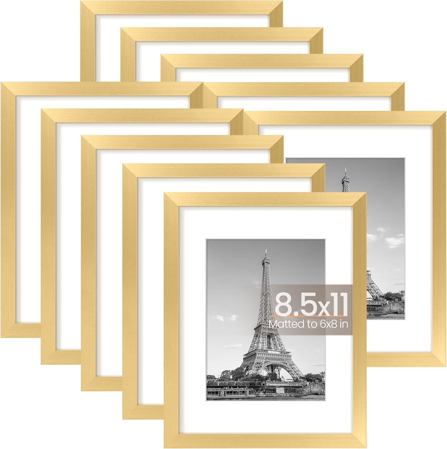 Upsimples 8.5x11 Picture Frame Set of 10 for Wall or Tabletop