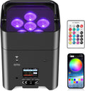 9600mAh Wireless Uplights, 6x18W RGBWA UV Rechargeable Stage Lights