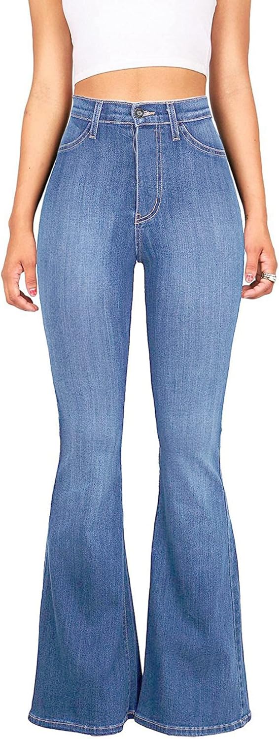High Waisted Bell Bottom Jeans for Women - Retro Flare Style