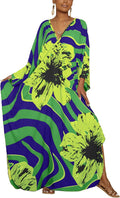 Bsubseach Women Floral Print Kaftan Dress for Summer Swimwear
