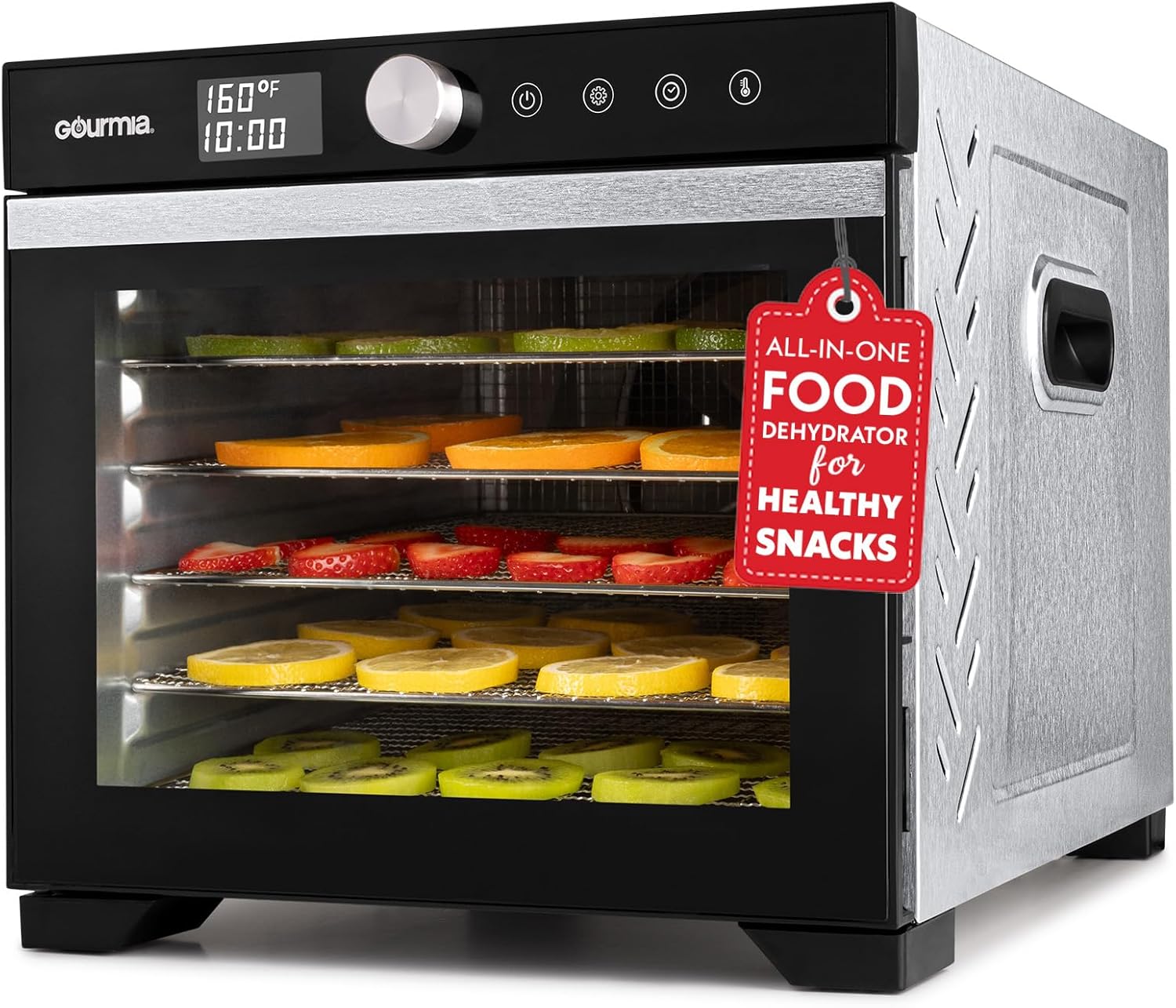 Gourmia Digital Food Dehydrator with 6 Stainless Steel Trays