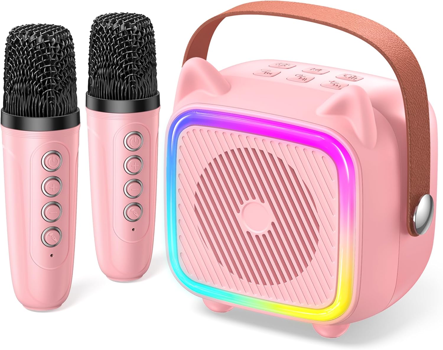 Portable Kids Karaoke Machine: 2 Wireless Mics & Lights!