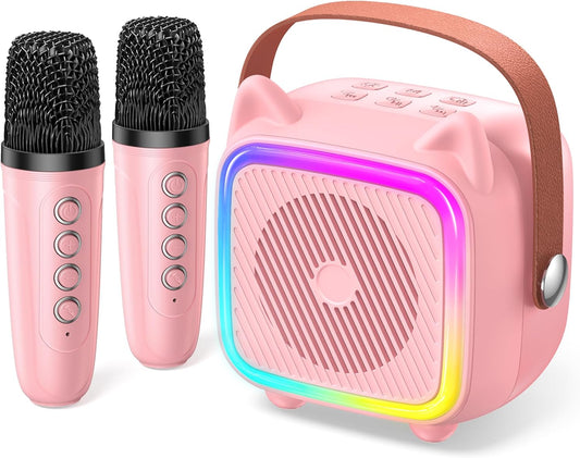 Portable Kids Karaoke Machine: 2 Wireless Mics & Lights!