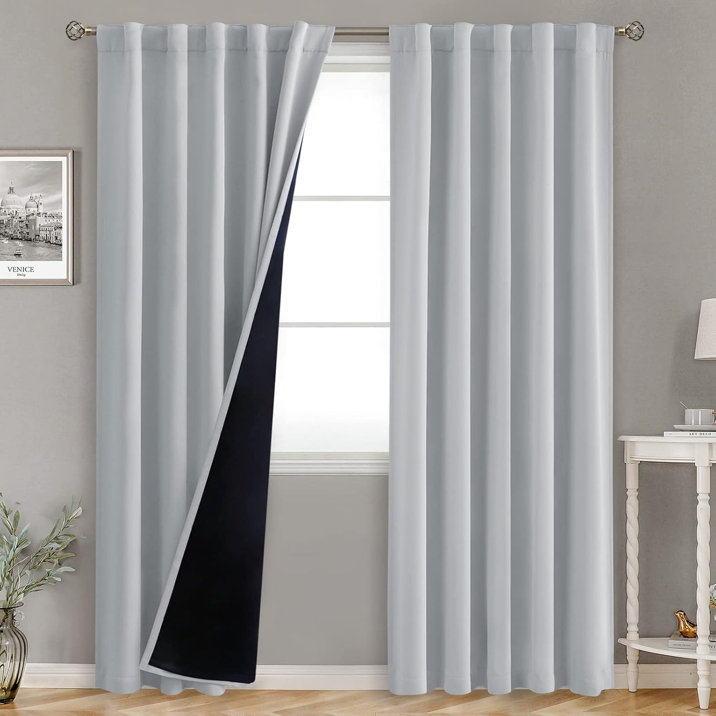 BGment Light Grey 100% Blackout Curtains for Total Darkness