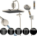 Brushed Nickel 13ft Dual Filtered Rainfall Shower Head Combo - High