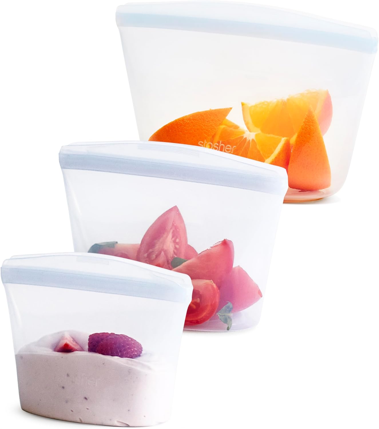 Stasher Premium Silicone Reusable Food Storage Bags for All Needs