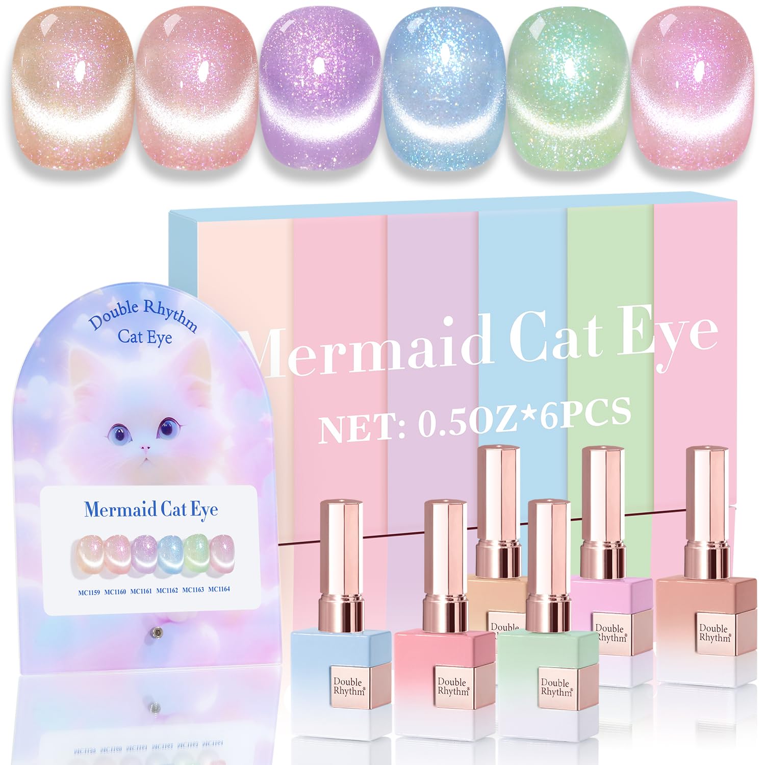 Double Rhythm Cat Eye Gel Nail Polish Set - Shimmer Glitter Kit