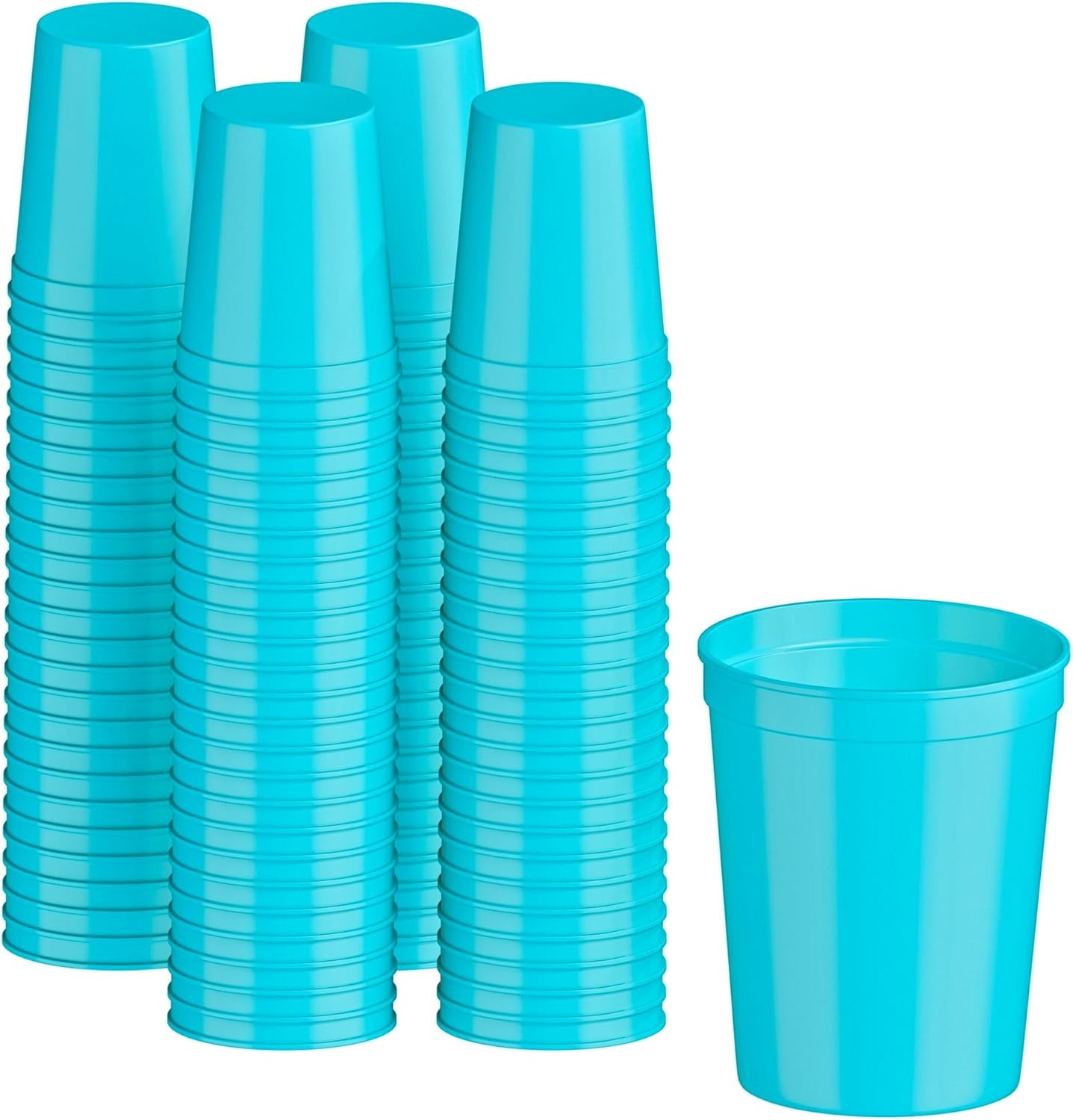 PartyPrints 100 Pack 16 oz Turquoise Reusable Plastic Cups