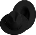 Phadora Brim Fedora Hat for Women and Men - Wide Brim Two Tone Style