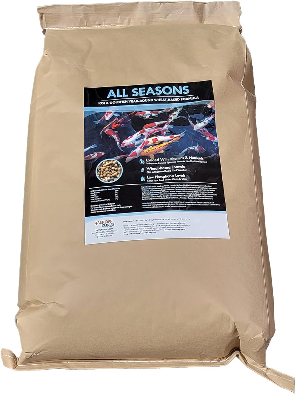 All Seasons Koi Fish Food with Wheat Germ for Healthy Ponds
