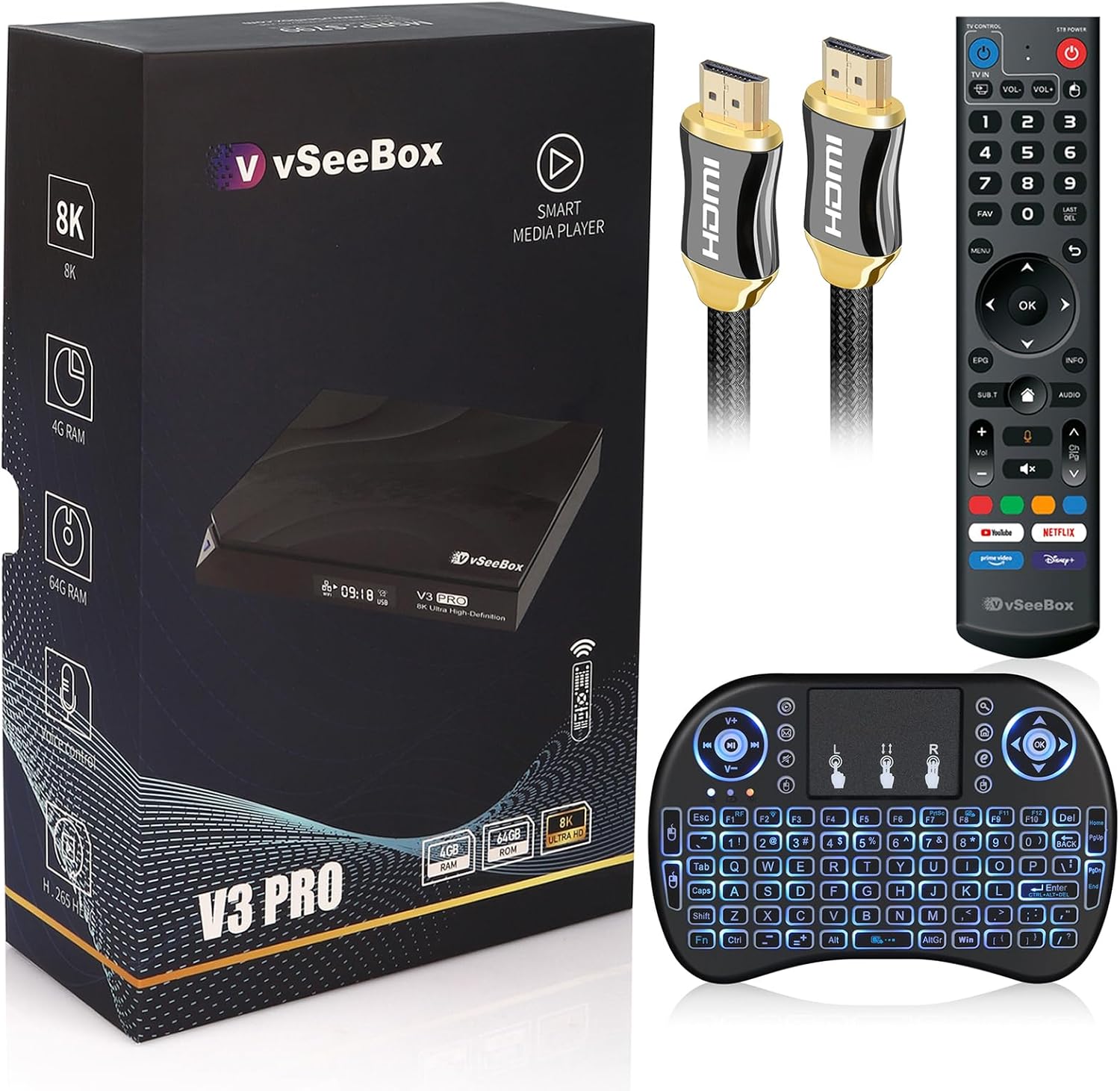 2024 Latest V3 Smart Media Player with Voice Remote and Keyboard