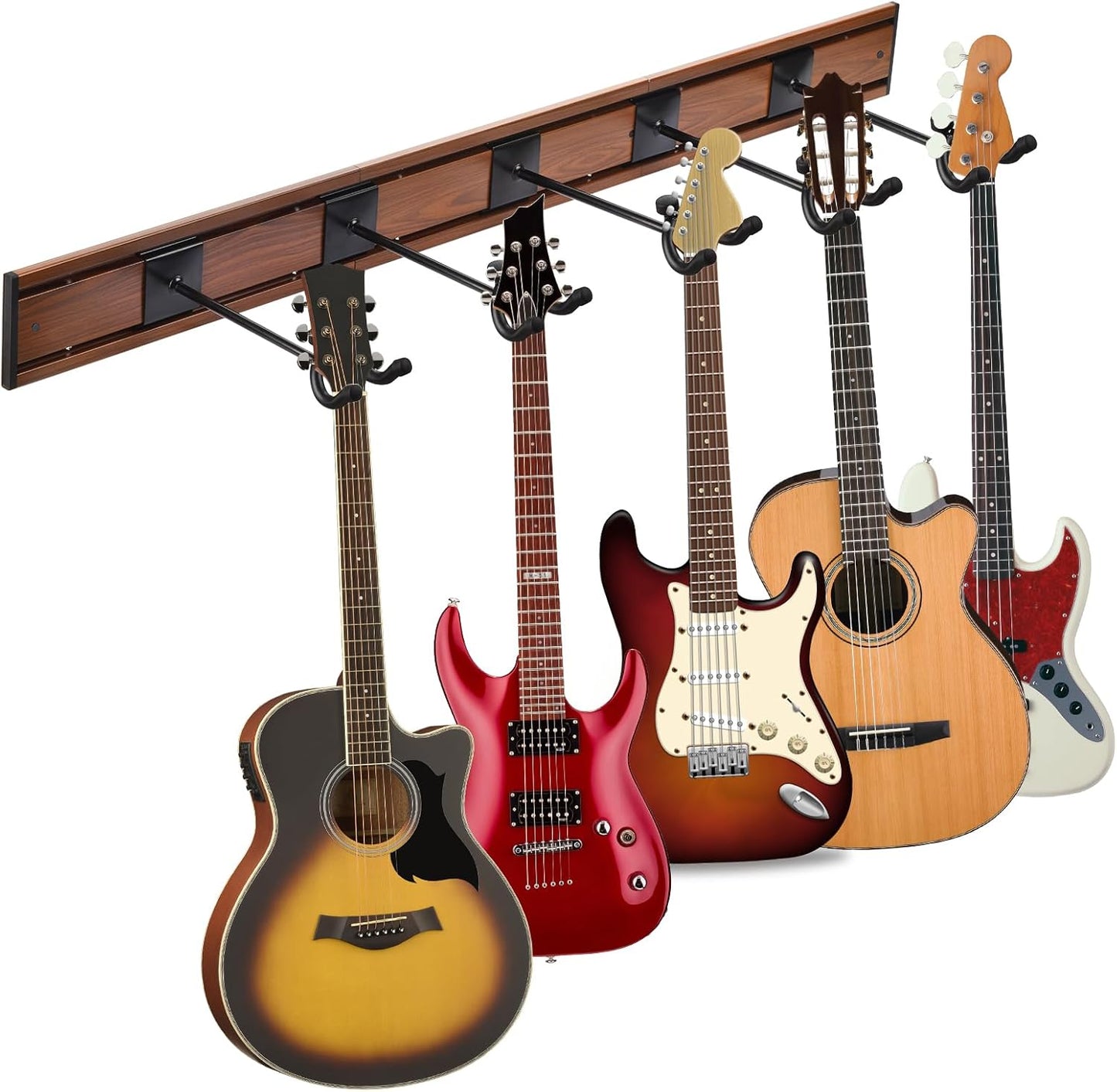 MOREYES Guitar Wall Mount with 5 Rotatable Hooks for Guitars