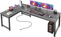 63 Inch L Shaped Desk with Power Outlets and USB-C Port - Spacious