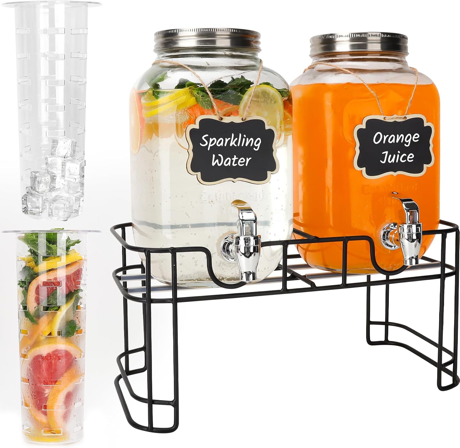 1 Gallon Glass Drink Dispensers for Parties and Gatherings