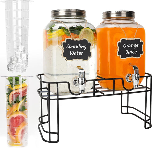 1 Gallon Glass Drink Dispensers for Parties and Gatherings