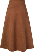 Kate Kasin 2025 Women's Suede Skirt - High Waist A-Line Midi