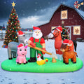 DomKom 7FT Christmas Inflatable Blow Up Decorations - Santa Farm Scene