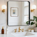 30x30 in Bathroom Mirror Black Metal Frame - Modern Over-Sink Mirror