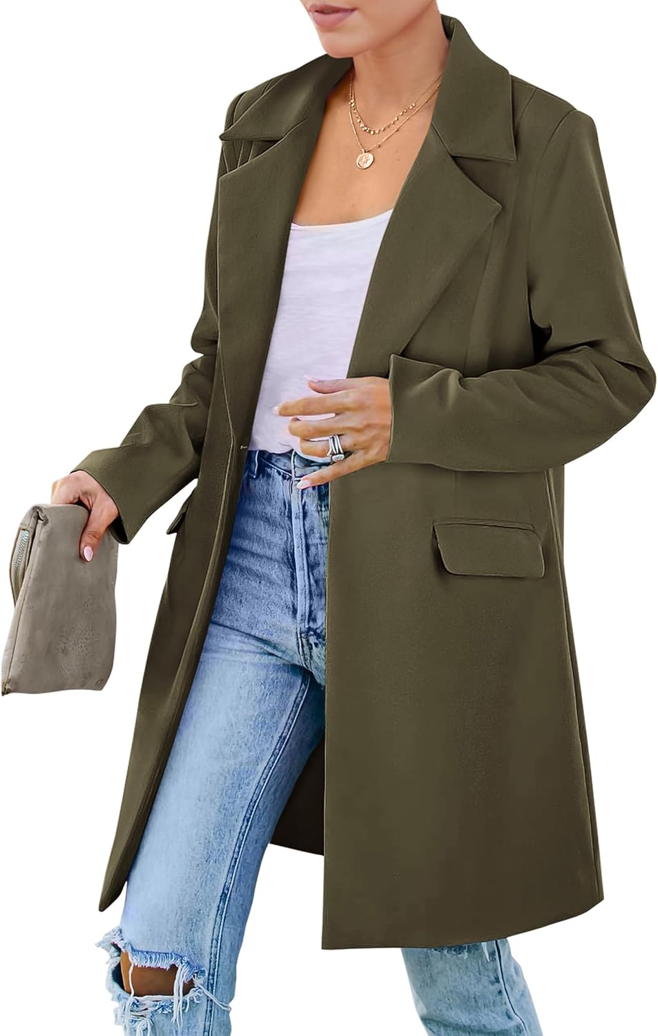 PRETTYGARDEN Women's Long Blazer Jackets for Work and Casual Wear